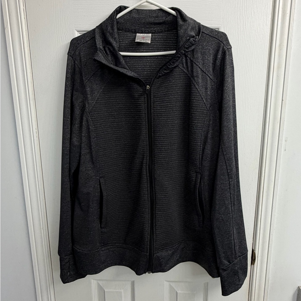 Shambhala Heather Charcoal Zip Up Athletic Jacket Women's 2XL Thumbholes